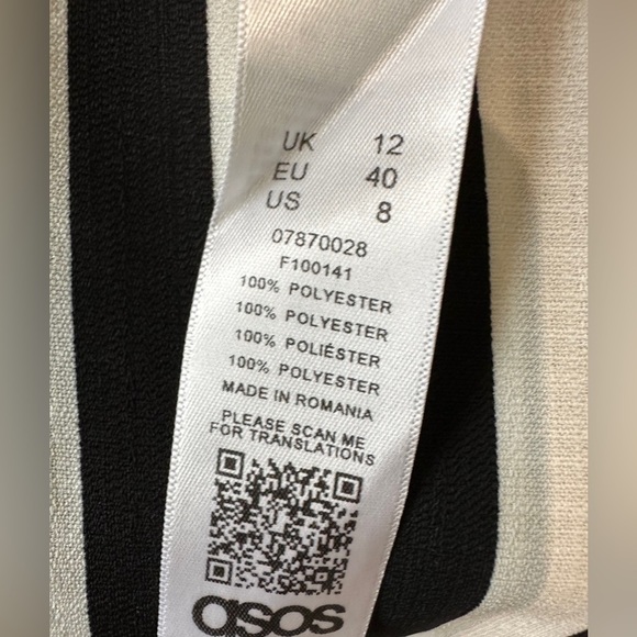 🛍️asos 100% Polyester soft striped pants with side zipper Size 8 excellent. - Picture 9 of 13